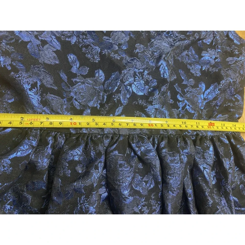 CHILDRENS PLACE Sleeveless Zip Party Blue Metallic Floral Dress Size 16‎ Girls